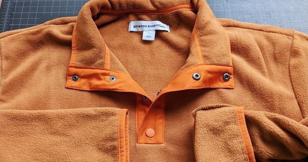 Amazon Essentials orange snap up front pullover jacket