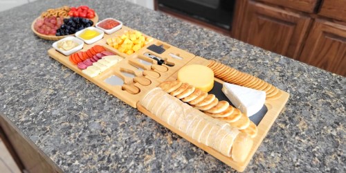 Bamboo Cheese Board & Knife Set Only $35.99 Shipped for Amazon Prime Members | Perfect for Holiday Parties!