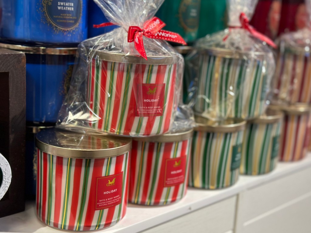 Bath Body Works Holiday Candle on display in store