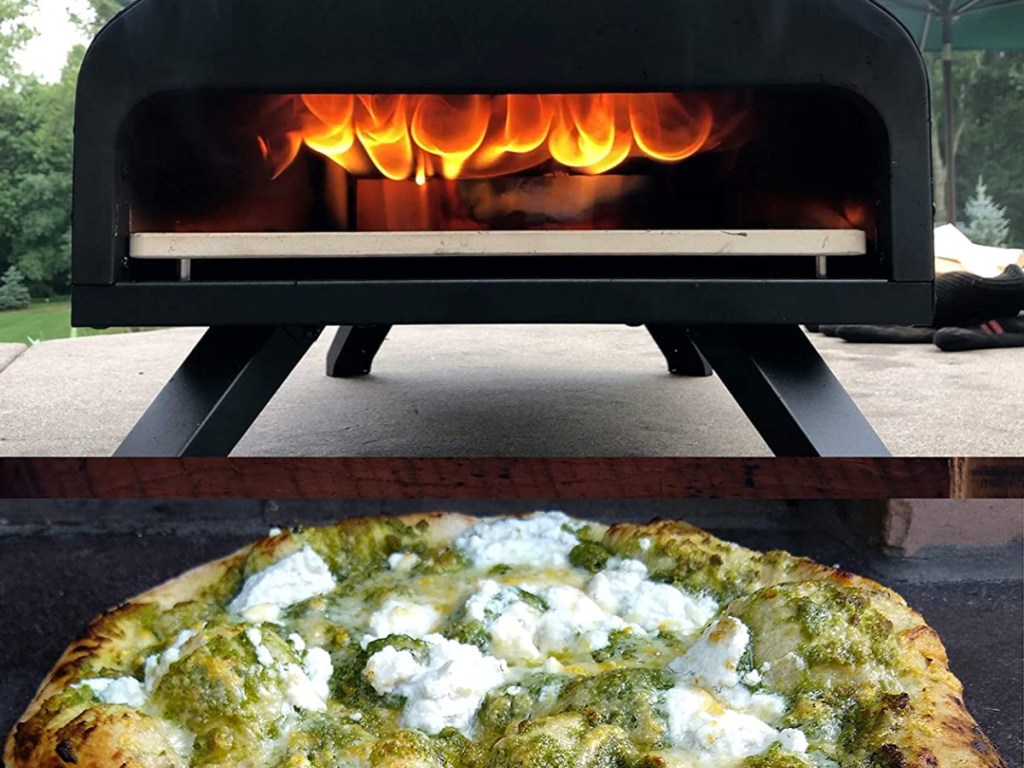  Bertello Outdoor Wood & Gas Fired Pizza Oven and pizza