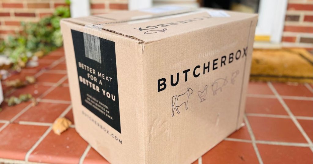Butcherbox Meal delivery box on porch