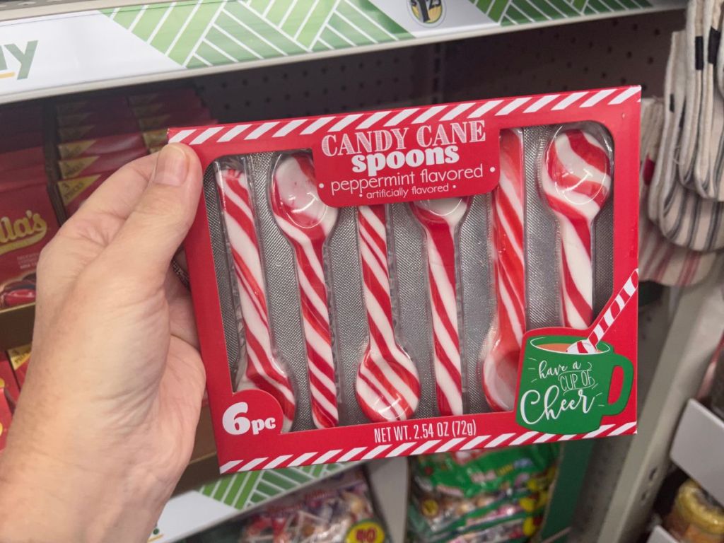A box of candy caine spoons for hot cocoa