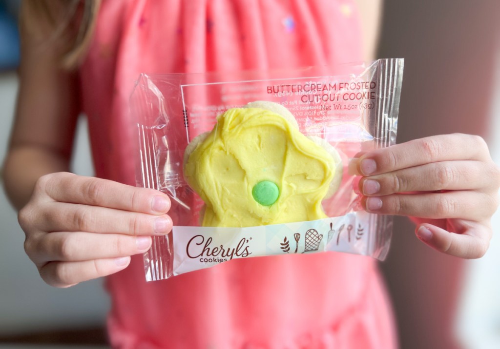 flower shaped sugar cookie from Chery's Cookies in individual packaging 