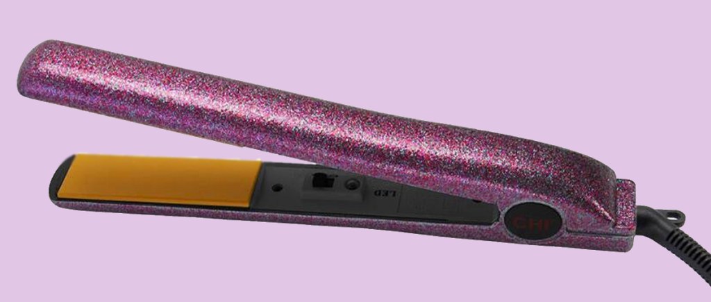purple glitter flat iron