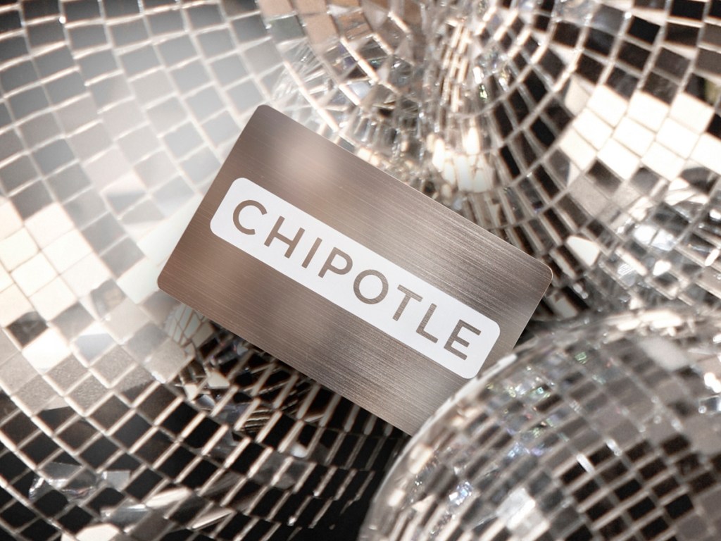 Chipotle gift card on disco balls