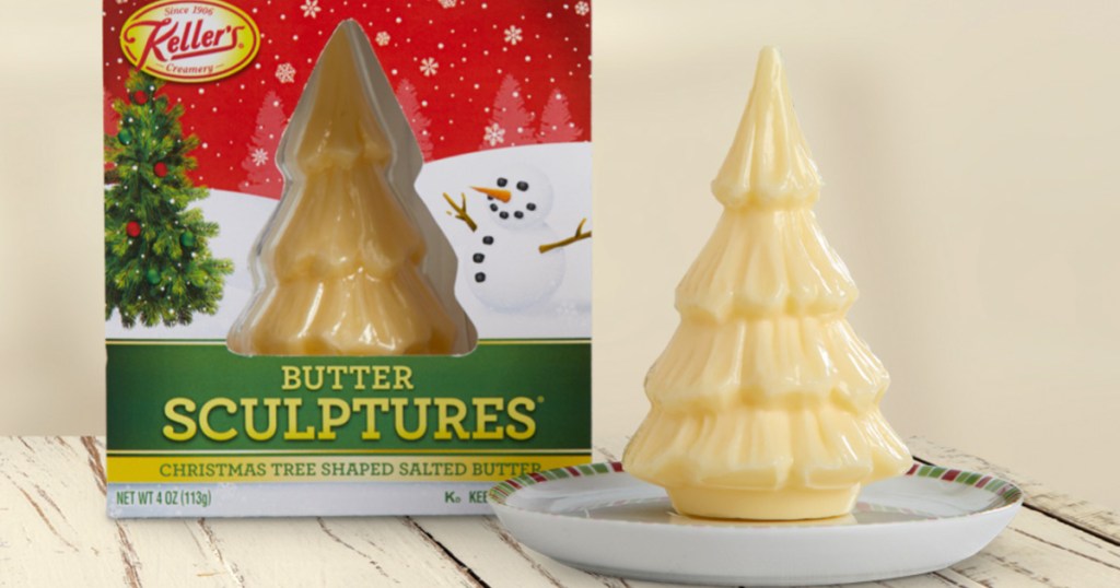 Christmas Tree Butter Sculpture on dish