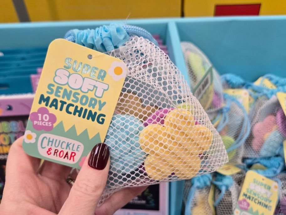 Chuckle & Roar Sensory Matching Spring Icons in hand in store
