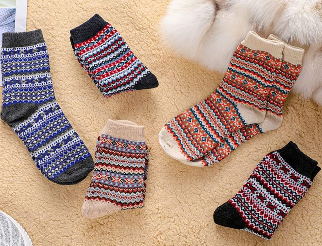 Clothirily Women's Wool Socks 5-Pack 