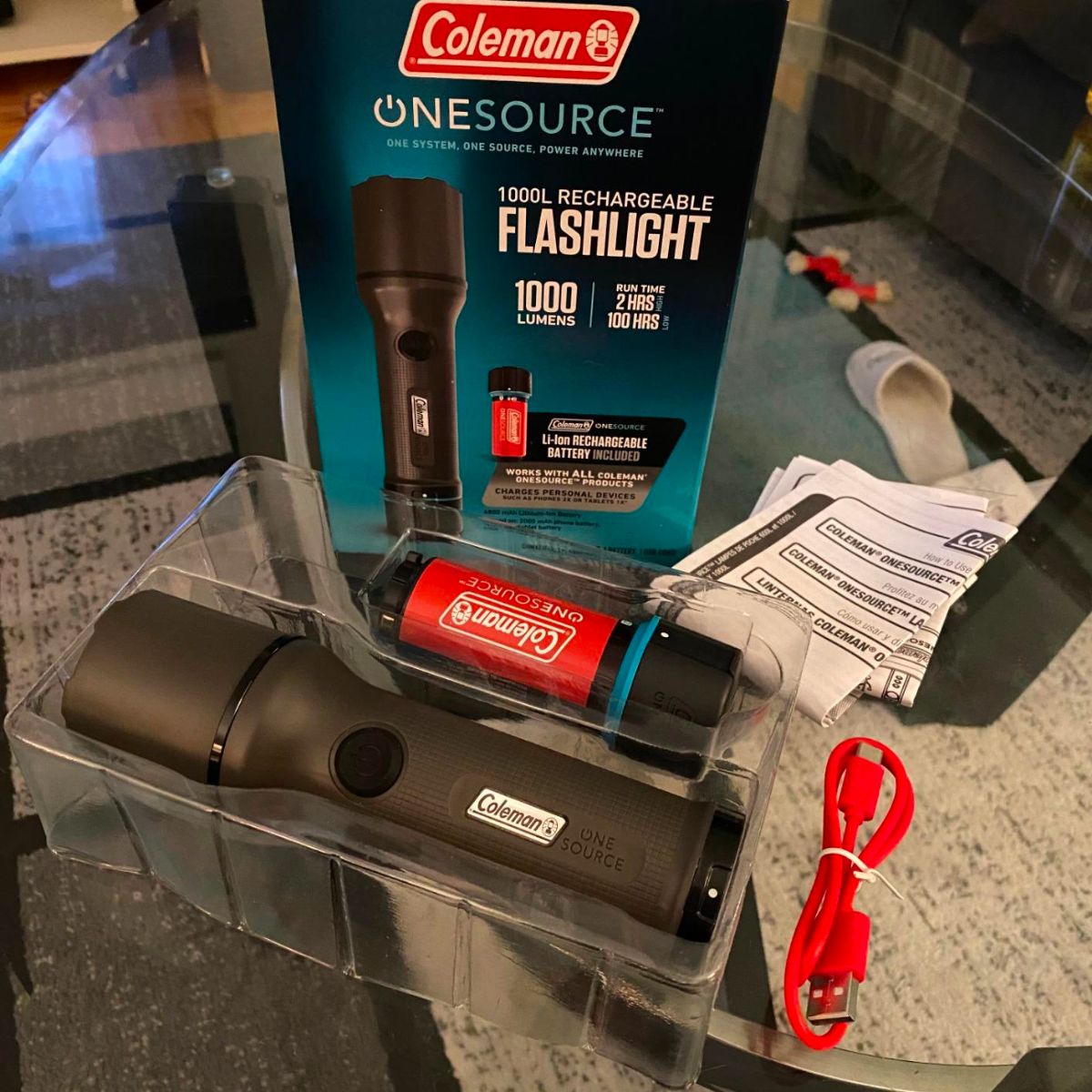 Coleman OneSource Water-Resistant Rechargeable LED Flashlight 