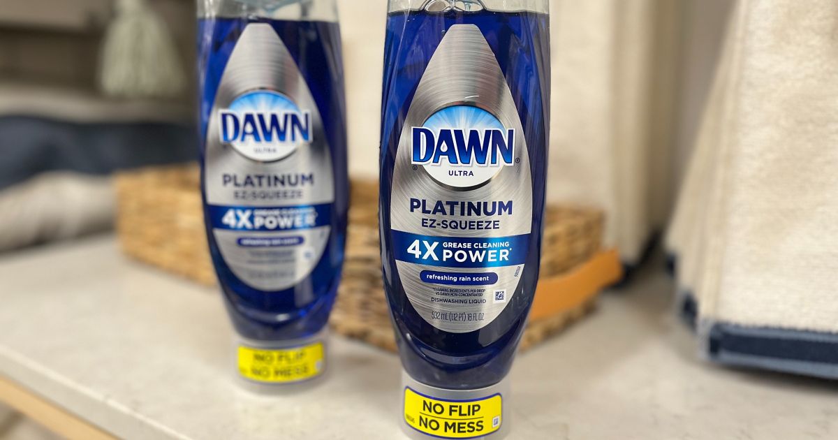 2 bottle of Dawn ez squeeze dish liquid on a kitchen counter