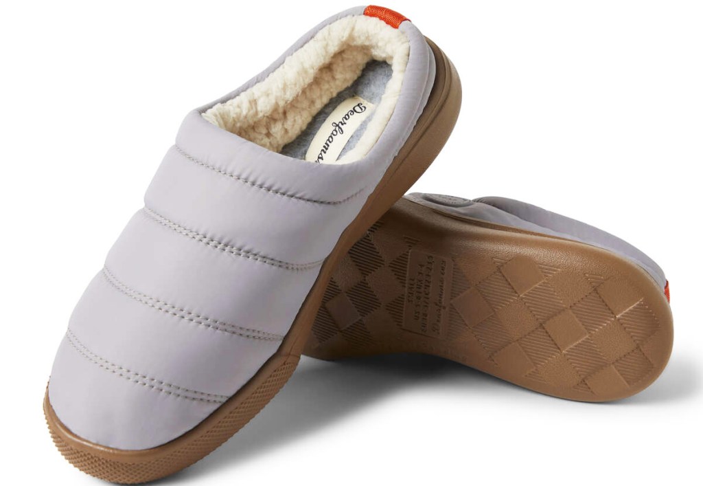 light grey pair of clog slippers