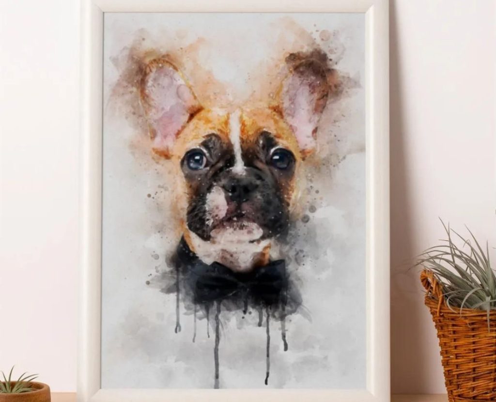 Watercolor print of a dog's face