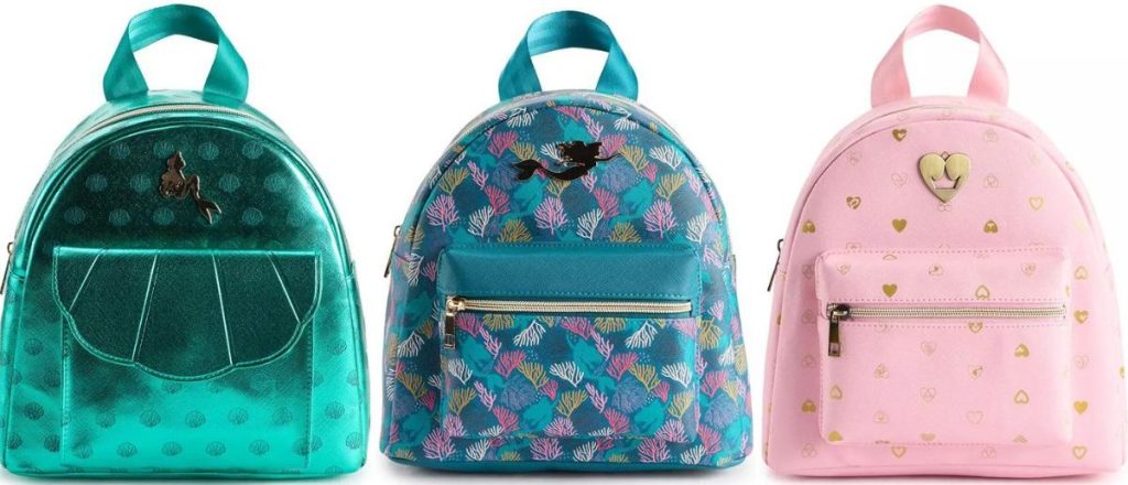 Stock images of 3 Disney mini backpacks from Kohl's