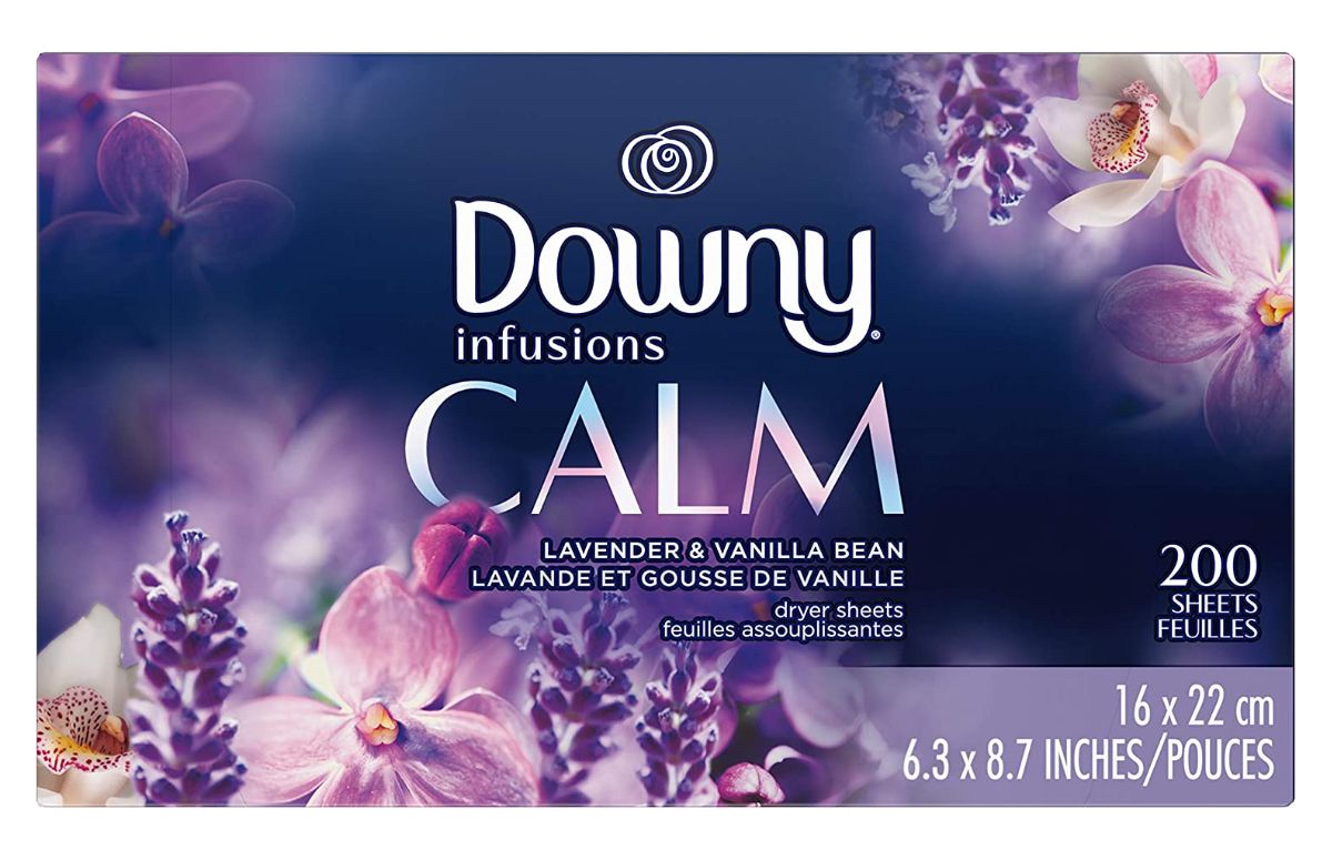 stock image of a box of Downy infusions calm scent
