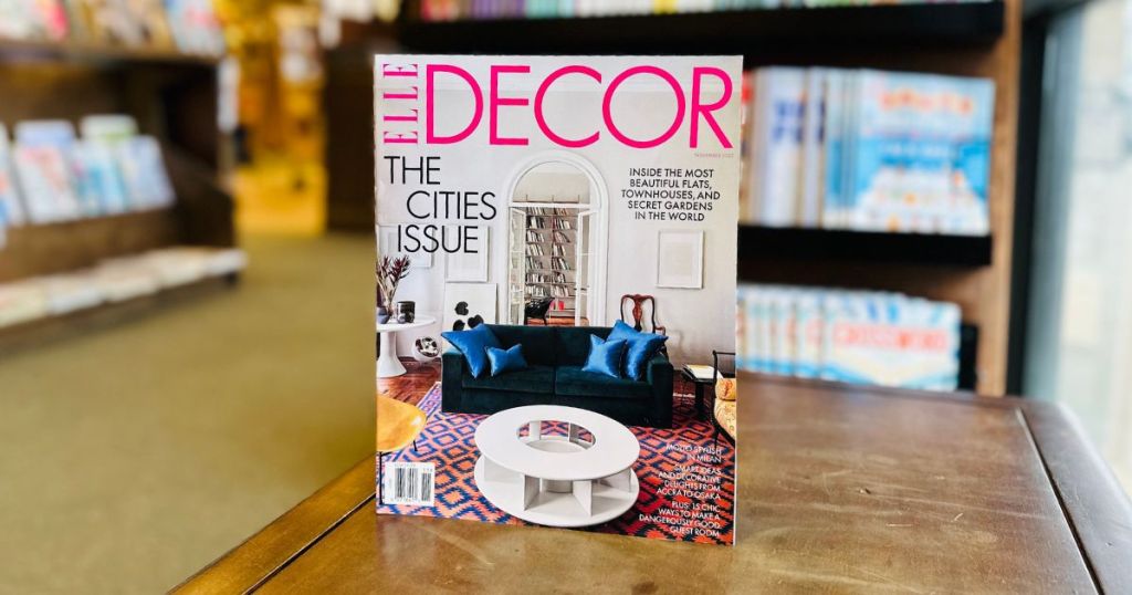 Elle Decor magazine on coffee table