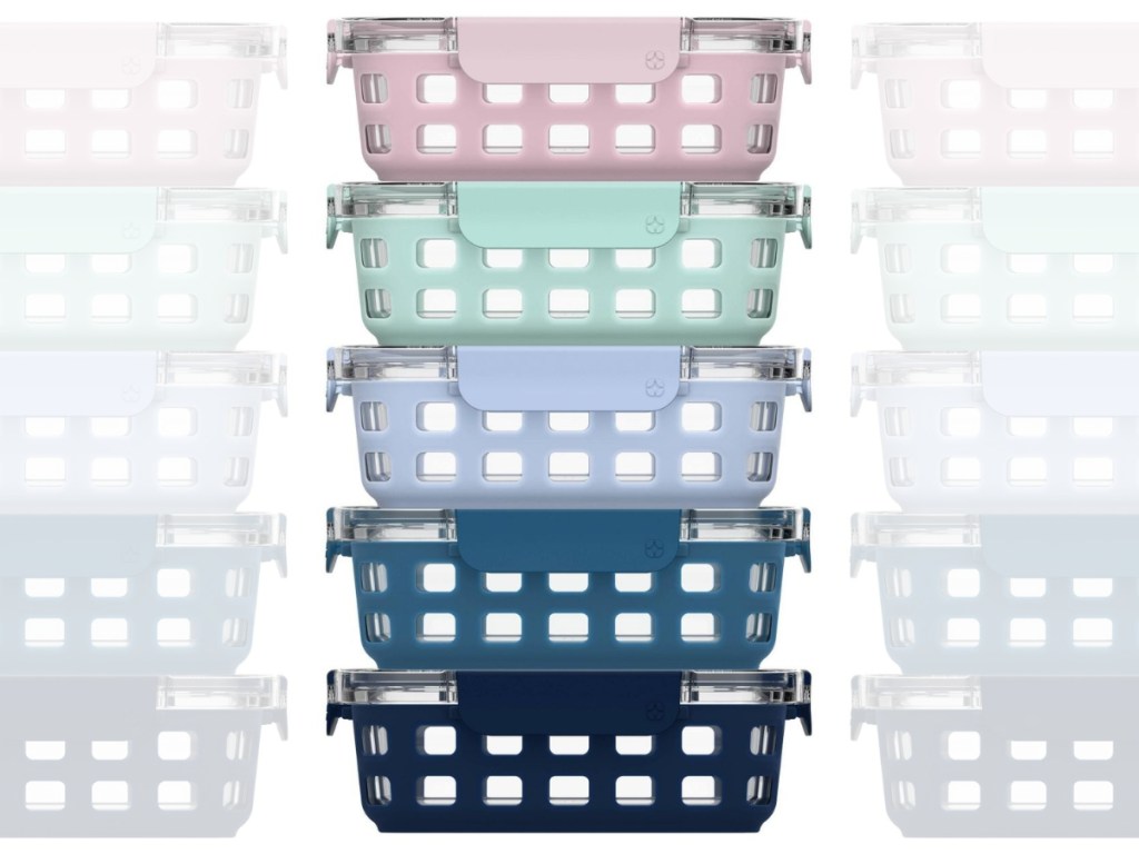 Ello 10-Piece Glass Meal Prep Food Storage Container Set in Pastels
