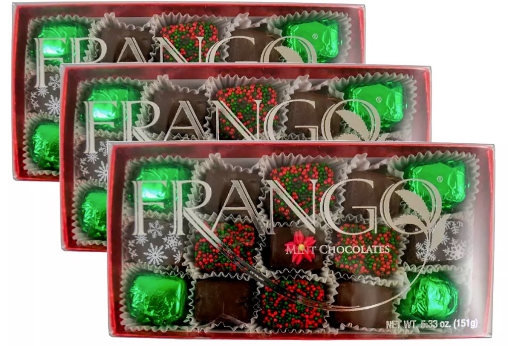 three boxes of frango chocolates