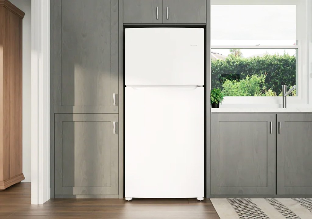 white fridge in kitchen