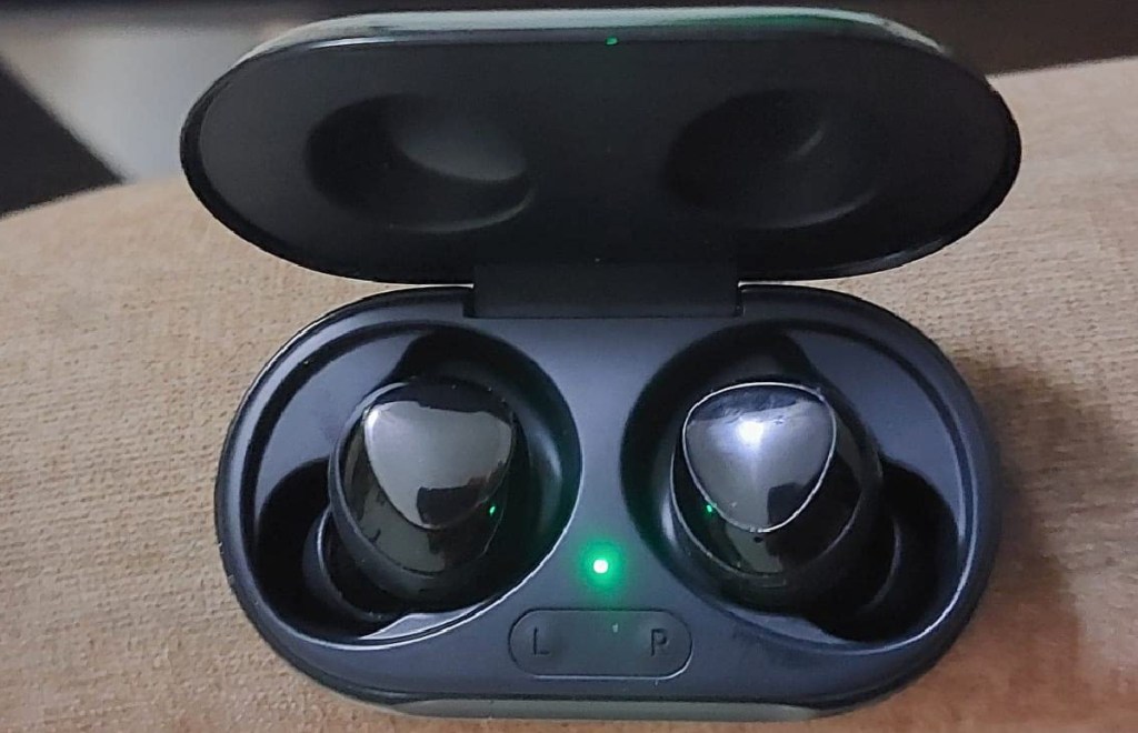 Galaxy earbuds open in their case