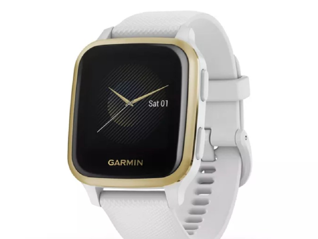white and gold smart watch