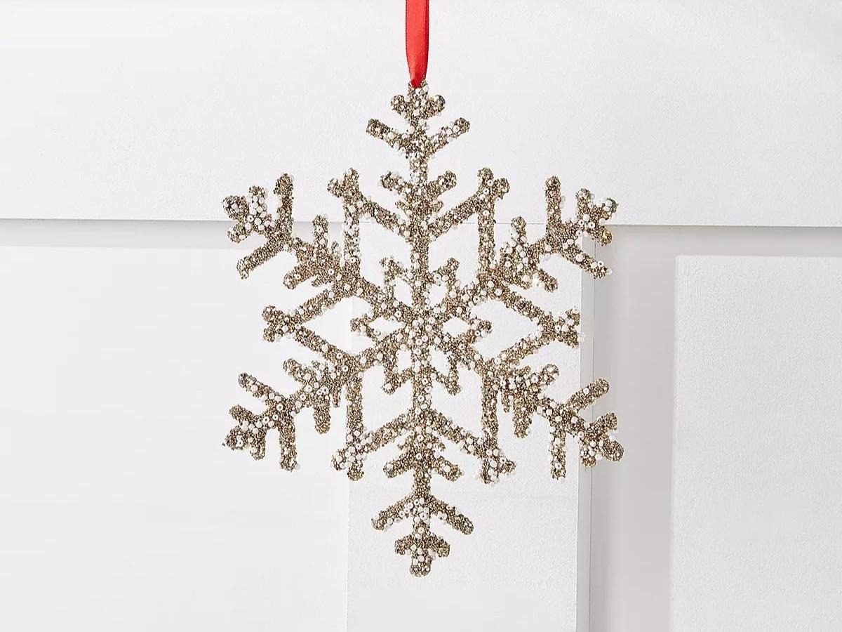 Holiday Lane Gold Glittered Plastic 6-Point Snowflake Ornament