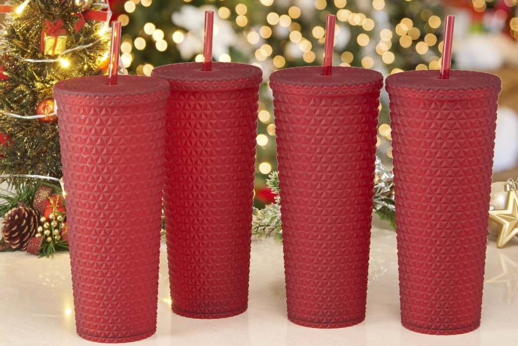 row of Holiday Time Tumblers