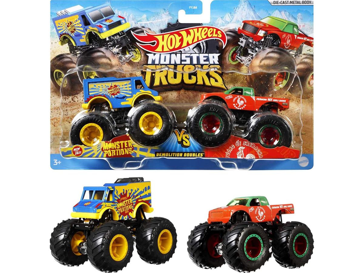 Hot Wheels Monster Trucks set package and two individual trucks