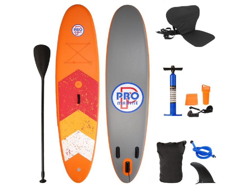 Inflatable Stand-Up Paddle Board with Kayak Seat in Orange