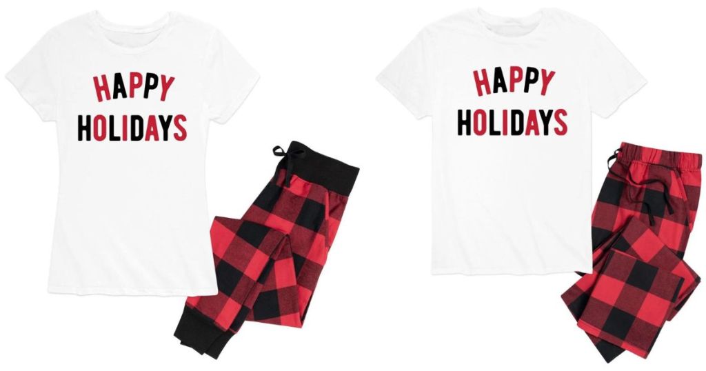 Happy Holidays Women's and Men's Matching Christmas PJs