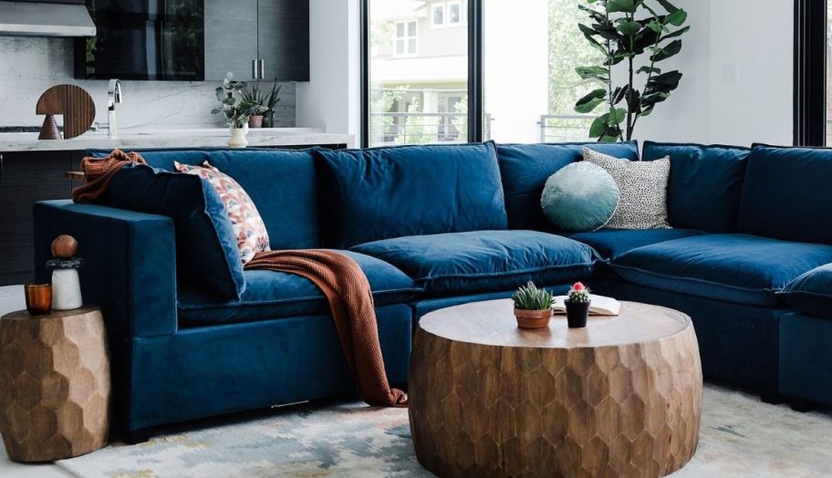 Kova couch sectional in blue