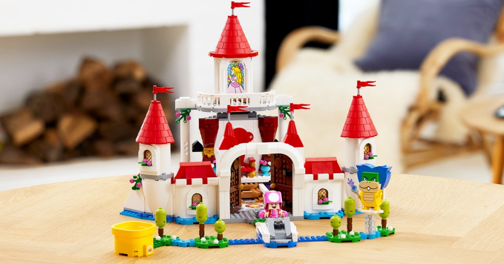LEGO Super Mario Peach’s Castle Expansion Set on wood table
