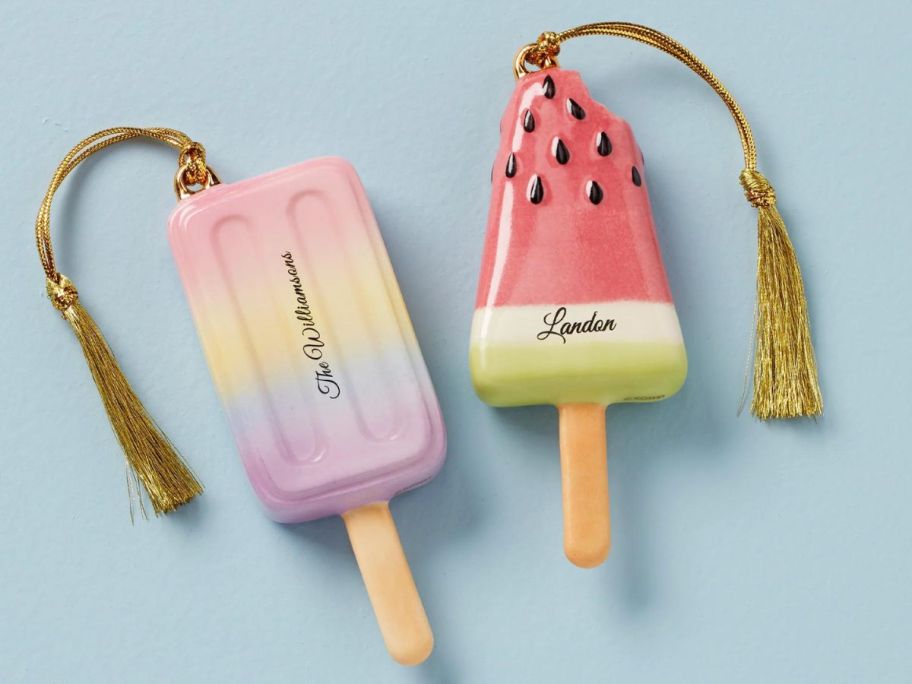 Rainbow and Watermelon Popsicle Lenox Ornaments