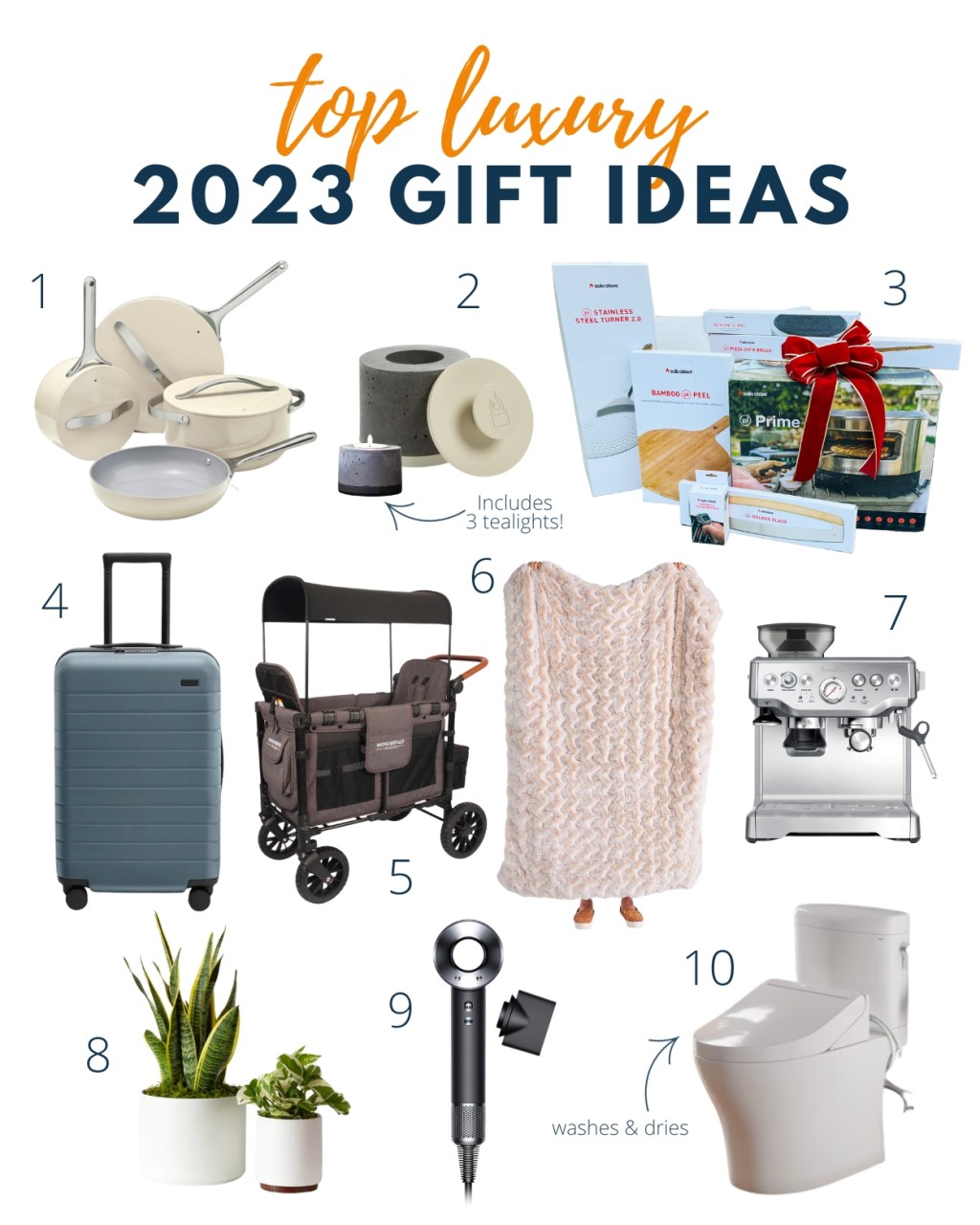 top luxury 2023 gift ideas graphic