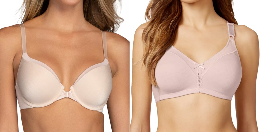 two women modeling bras