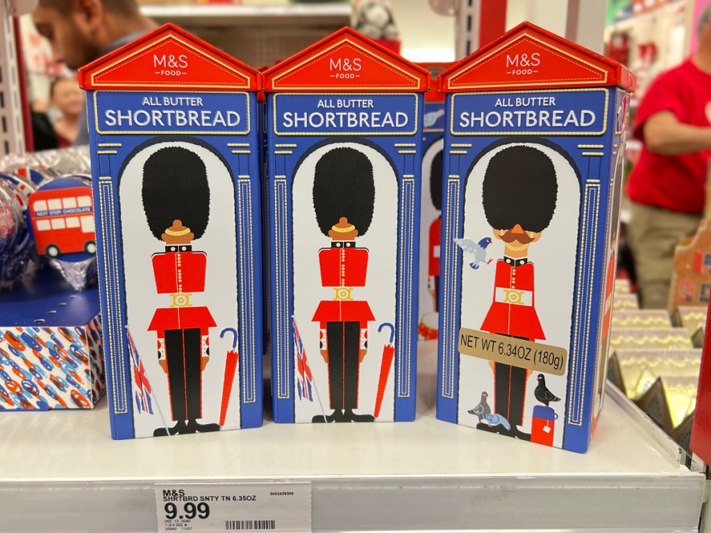 tall shortbread tins with a soldier on them