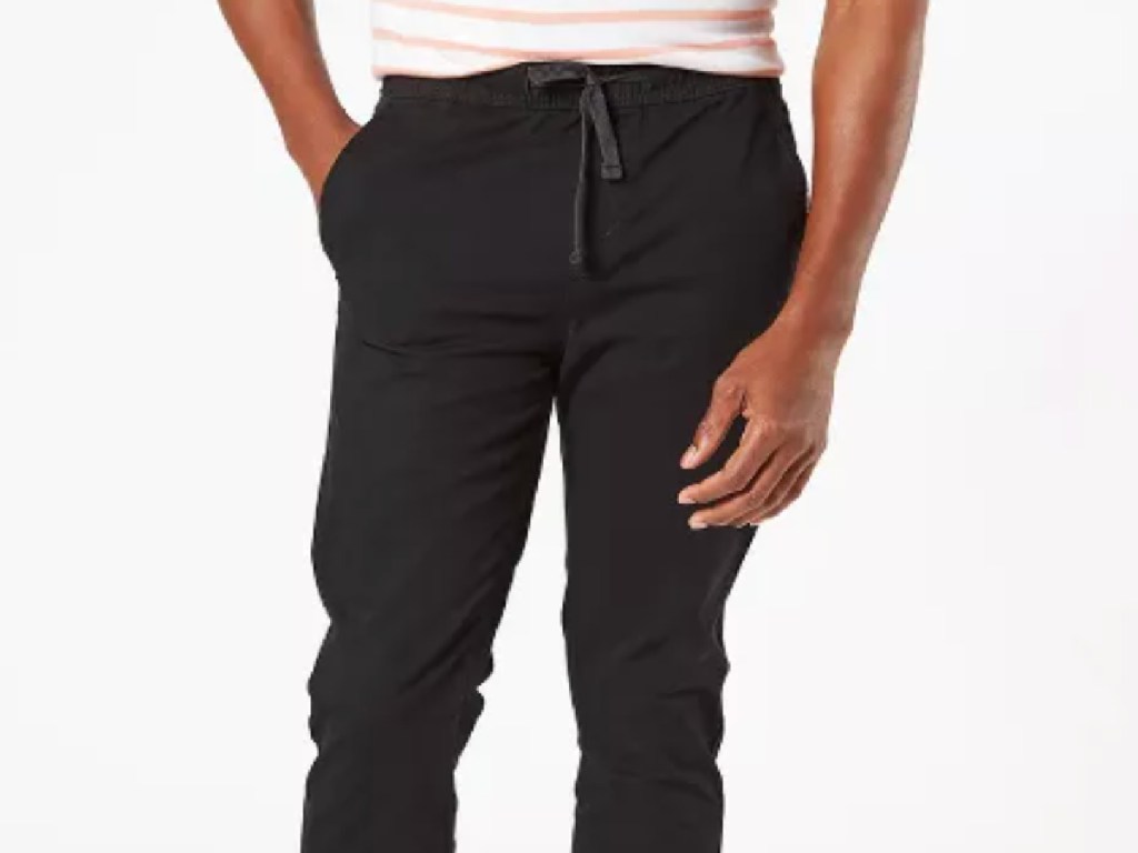 man with black jogger pants