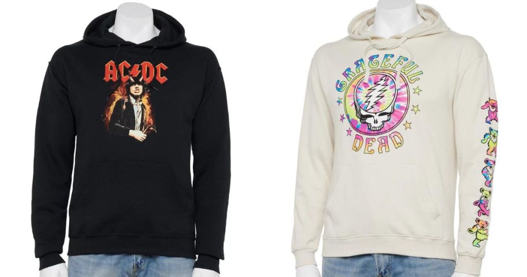 AC/DC and Grateful Dead band sweatshirts