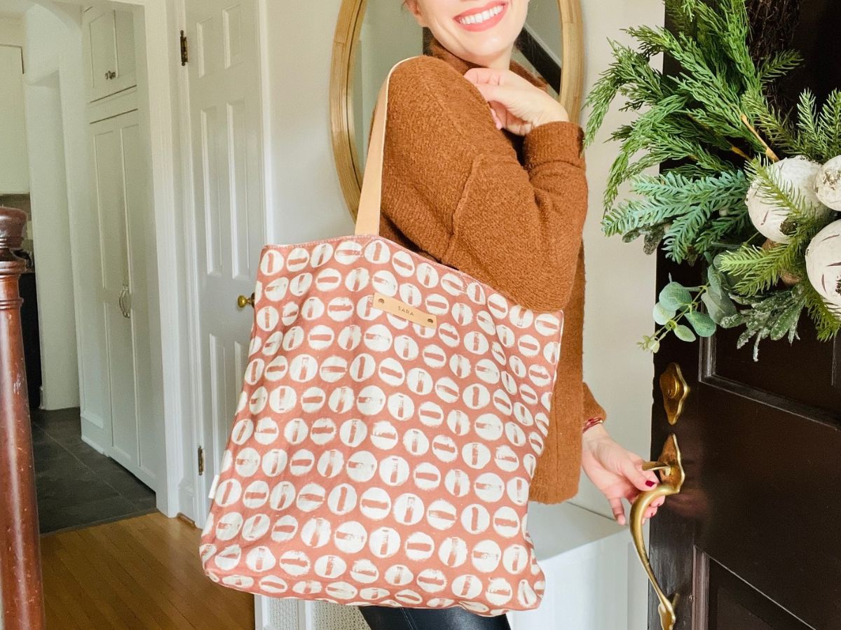 Minted Canvas Snap Tote Bag w/ Leather Straps Only $18.70 (Unique Gift Idea!)