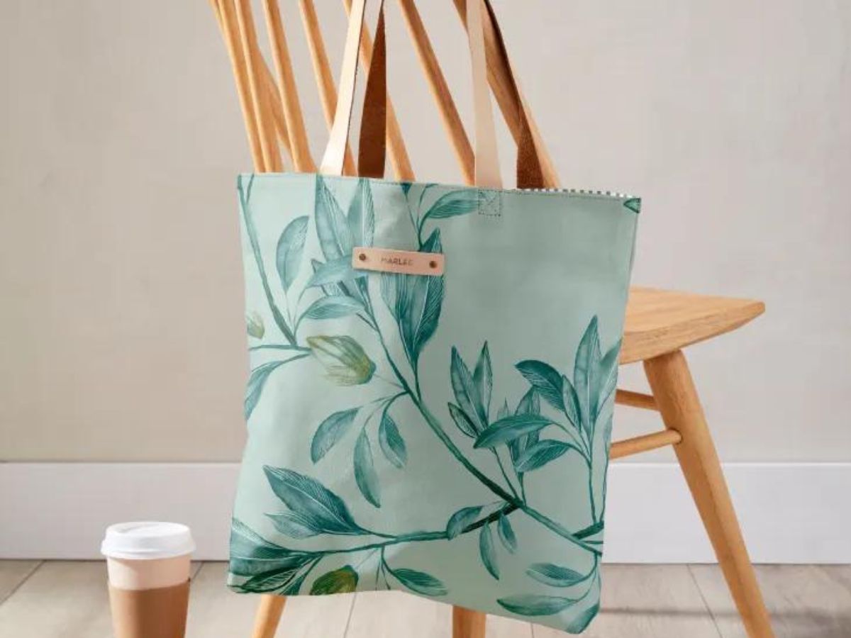 Minted Snap Tote Hanging on a chair