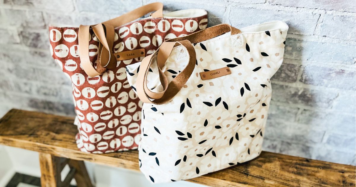 Minted Canvas Snap Tote Bag w/ Leather Straps Only $18.70 (Unique Gift Idea!)