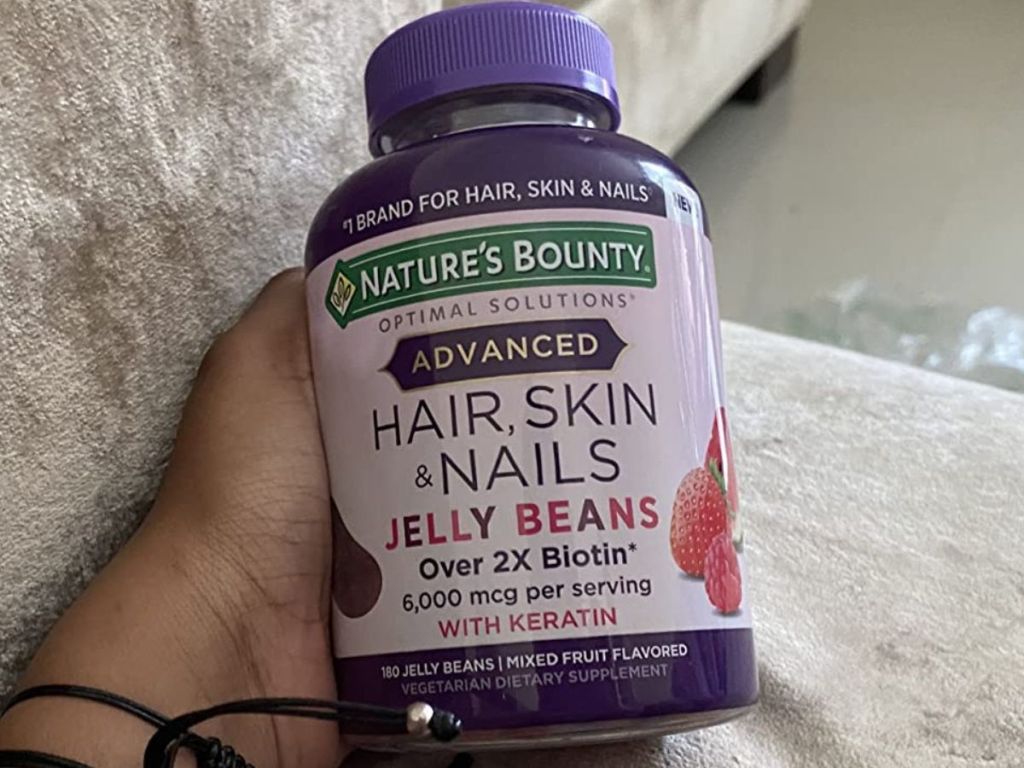 Huge bottle of Nature's Bounty Optimal Solutions Hair Skin & Nails Jelly Bean Vitamins