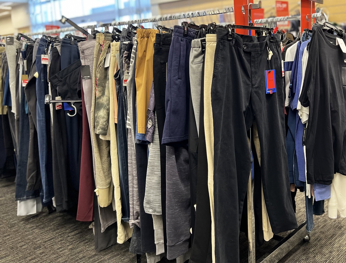 display of mens pants at nordstrom rack