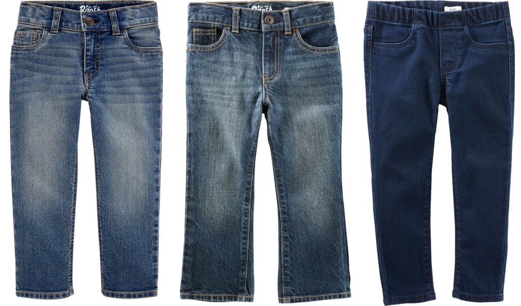 three pairs of jeans