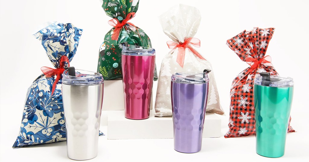 set of 4 tumblers with gift bags
