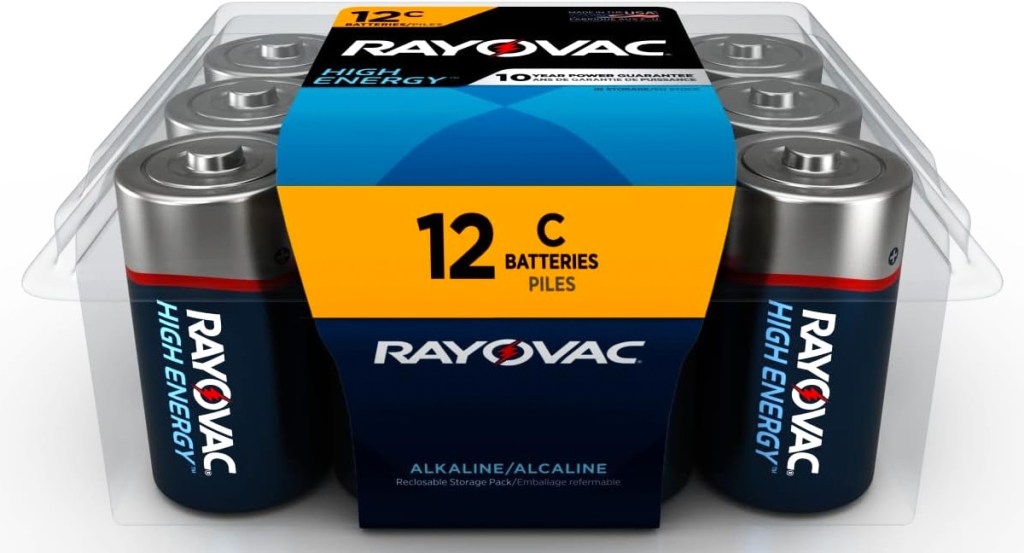 plastic package of Rayovac C batteries
