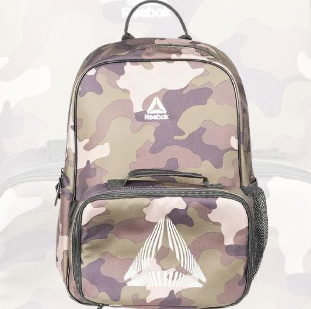 reebok scout unisex backpack in lilac camo