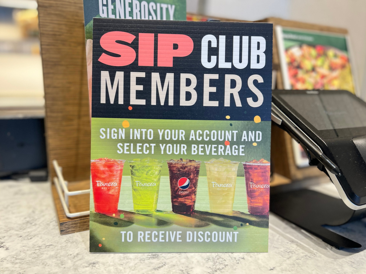 Sip Club Member ad on counter