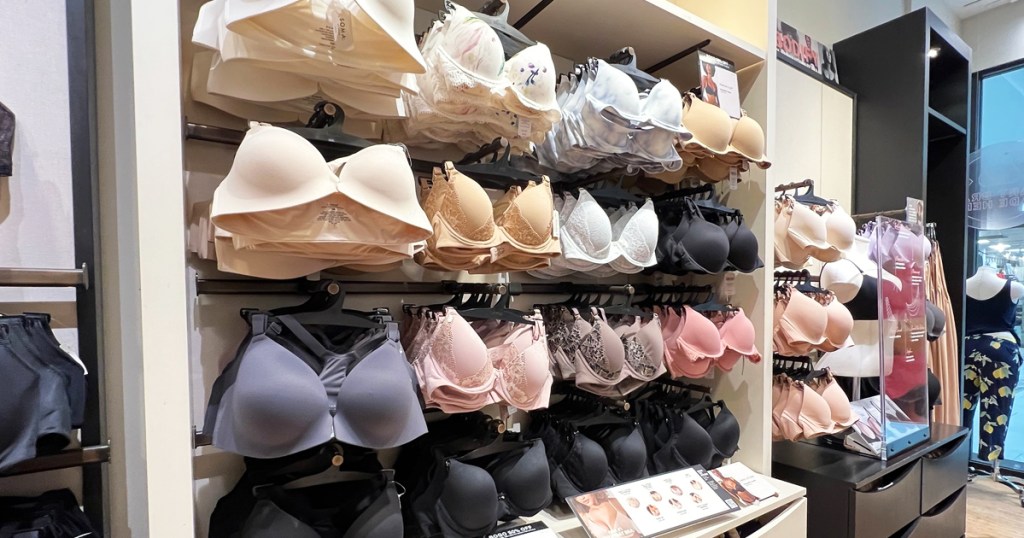 soma bra display wall in store