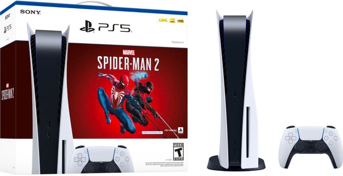 Sony PlayStation 5 Console - Marvel's Spider-Man 2 Bundle stock image