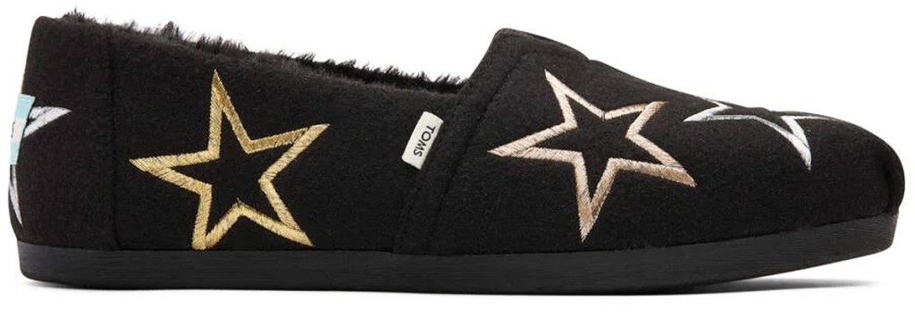 black toms with embroidered stars